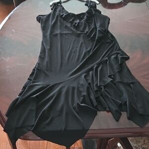 Asymmetrical Black Ruffle Dress for Women
